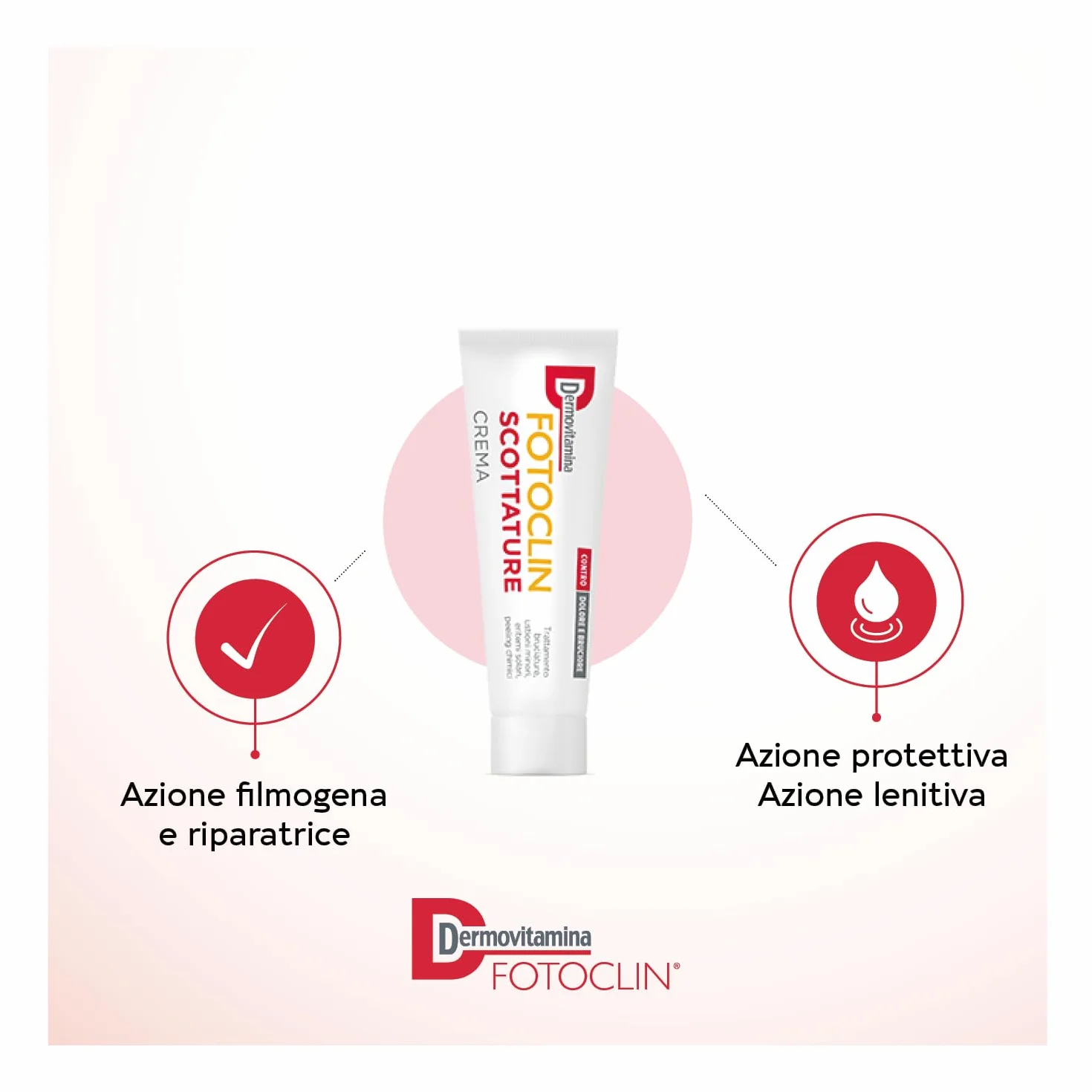 Dermovitamina Fotoclin Scottature Crema - Crema per il Trattamento di Bruciature, Ustioni Minori, Eritemi Solari e Peeling Chimici - Contro Dolore e Bruciore - Doposole - Senza Cortisone - 30ml