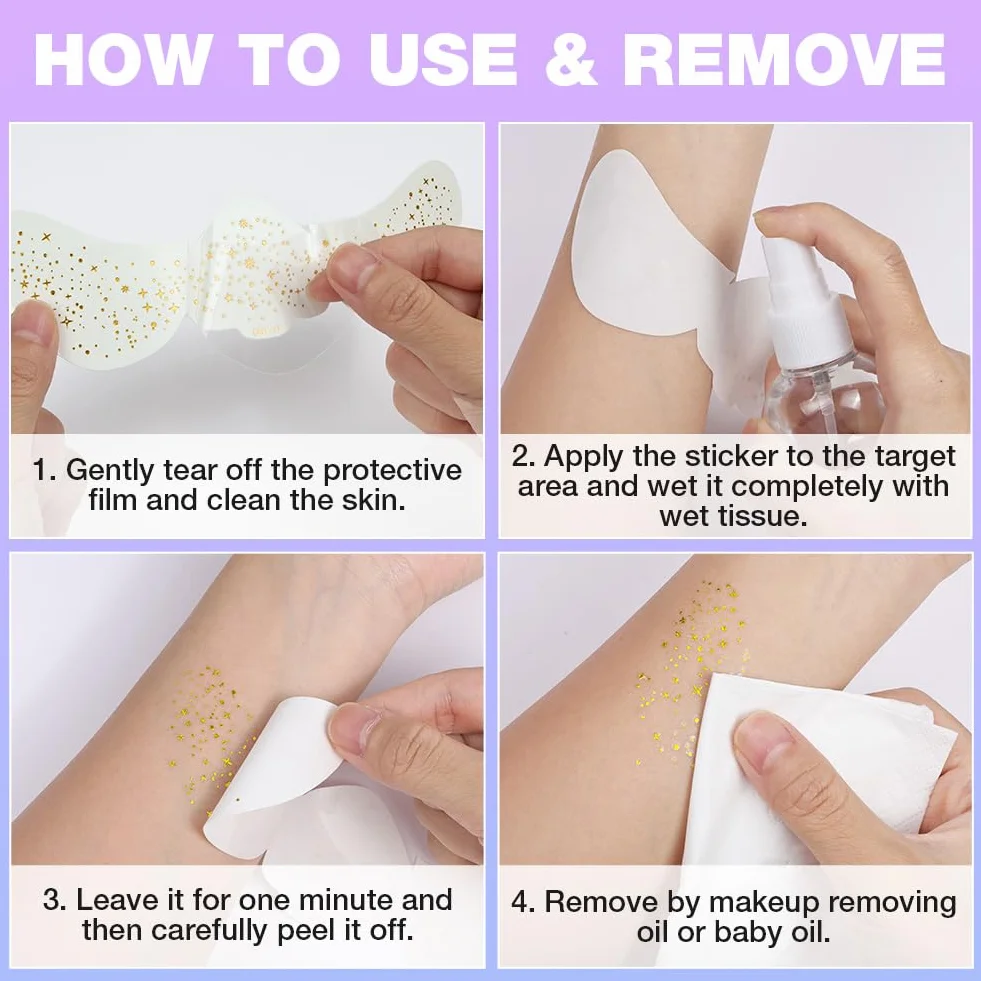 AOOWU 6PCS Lentiggini Glitter Tatuaggio Facciale, Tatuaggi Temporanei Lentiggini, Impermeabili Adesivi Glitterati Impermeabili Dorati, Lunga Durata Per Halloween Carnevale Feste, Facile Da Rimuovere