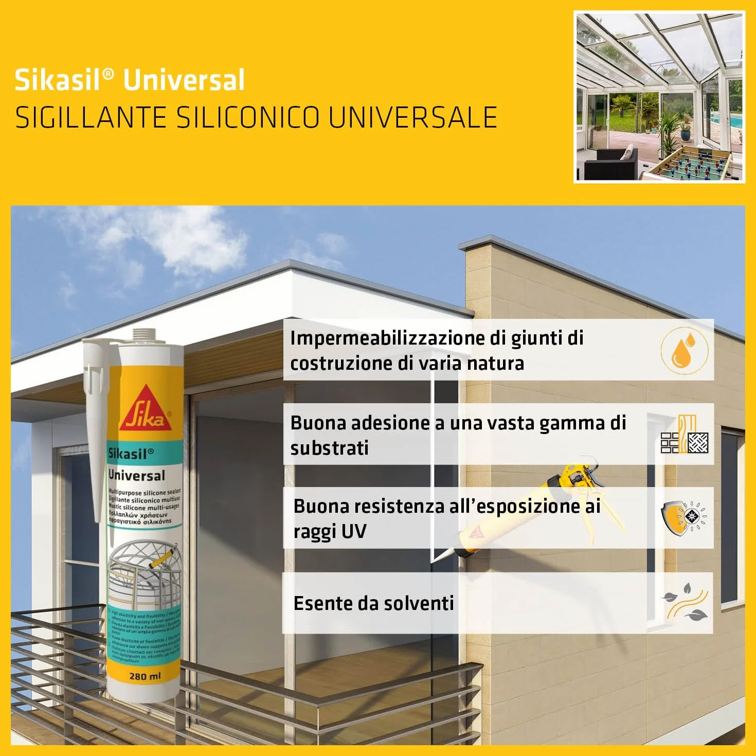Sikasil Universal Silicone Transparente 280ml Sigillante Universale