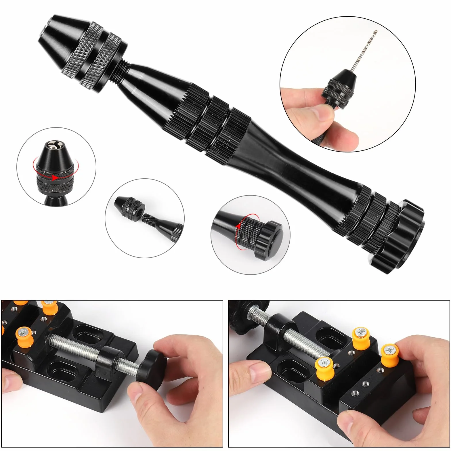 Set di trapani a mano ZWOOS, mini trapano con 25 punte elicoidali per legno