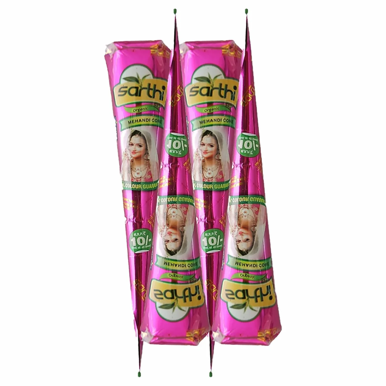 Sarthi Cono Naturale 6 x 25g - Senza PPD & Sostanze Chimiche Lunga Durata | Dermatologicamente Testato Per Decorazioni Creative Facile da Applicare mit Kajal Adesivo