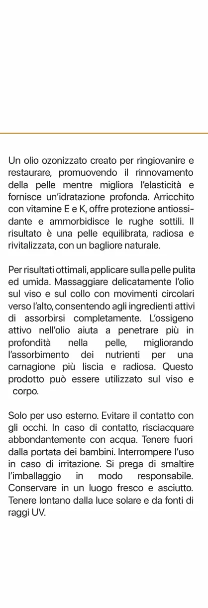 Olio Rigenerante Cellulare | Trattamento viso naturale all’ozono | Pelli spente, mature o sensibili – 35ml