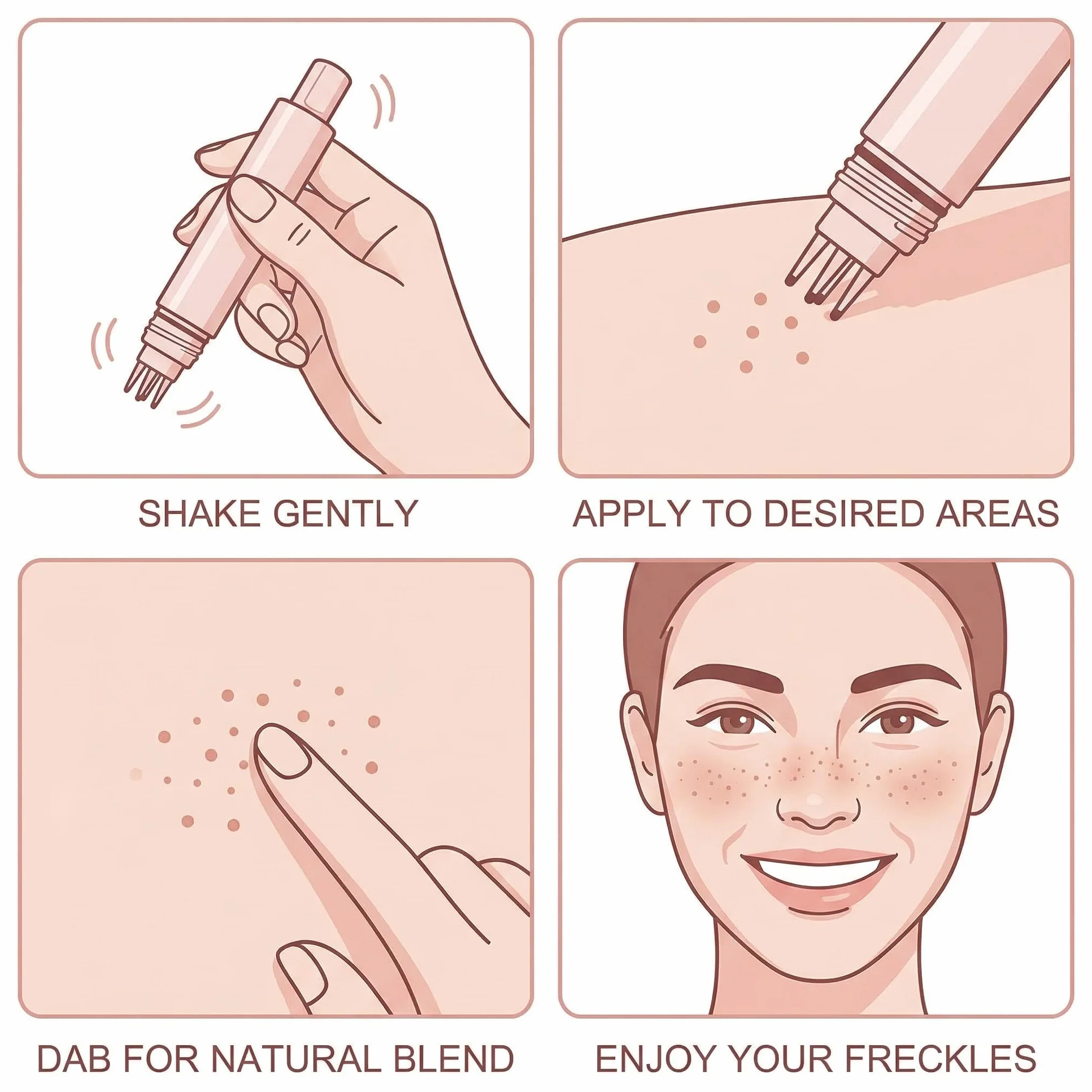 1 Pezzi Freckle Timbro, Penna Lentiggini, Impermeabile e Resistente al Sudore, Asciugatura Rapida 6s & Durata 24h, Trucco Lentiggini per Lentiggini del Viso