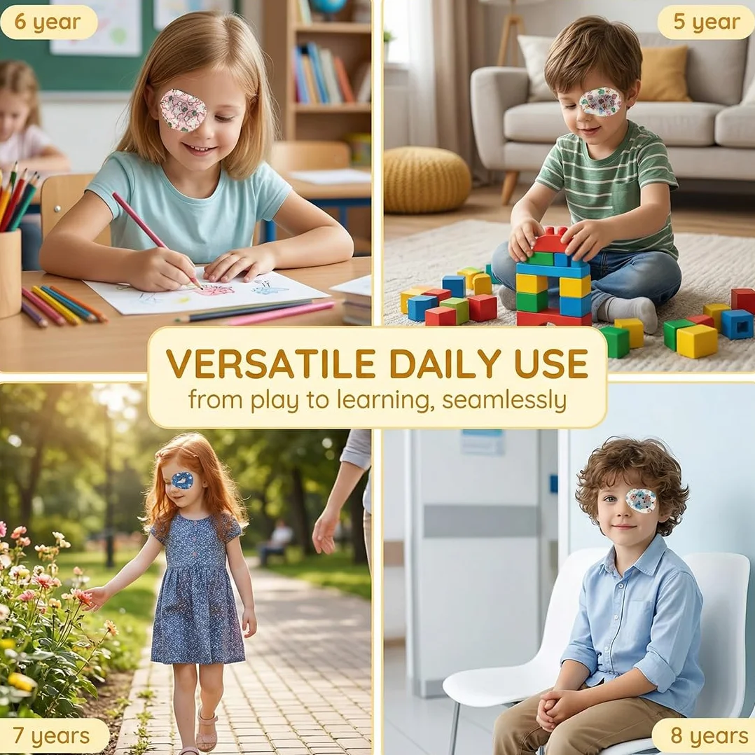 24 Pezzi Cerotti Adesivi per Occhi, Bende Oculari per Bambini, Bende per Gli Occhi, 8 Stili, Traspiranti, Blocco Della Luce, per Bambini e Adulti
