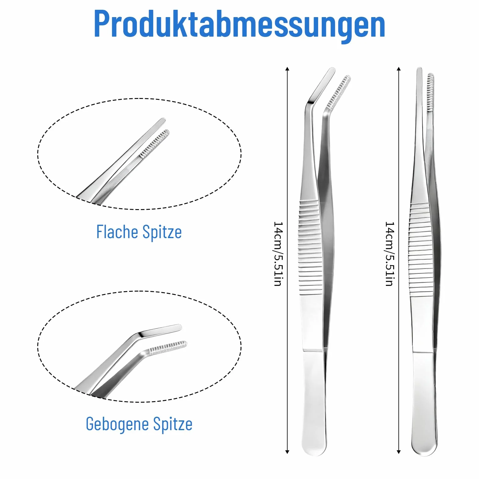 Pinzette Chirurgiche Curve 14cm Acciaio Inox Antiscivolo per Animali Acquatici