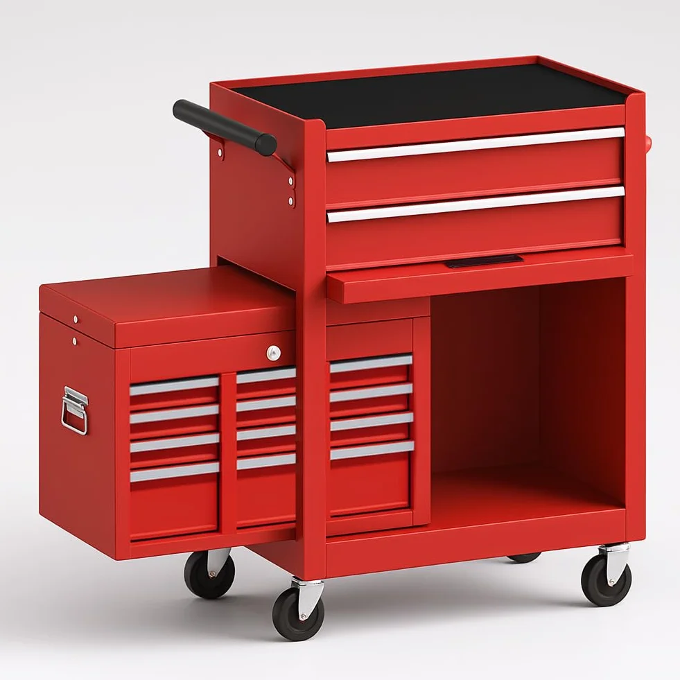 Carrello Portautensili 2in1 8 Cassetti 1 Sportello in Acciaio 68x33x108 cm
