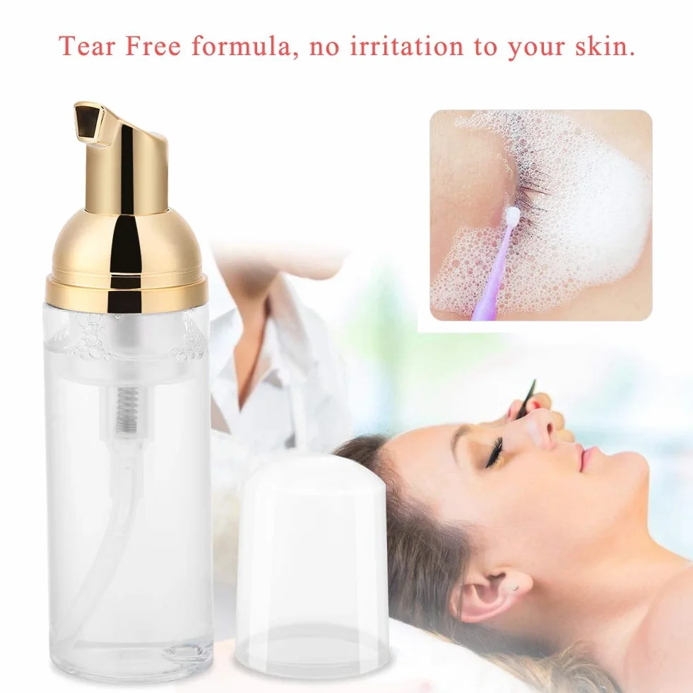 Schiuma detergente per ciglia, Extension per ciglia professionale Detergente per ciglia Strumento per lavarsi le ciglia Extension sicuro per uso quotidiano(Transparent Bottle)