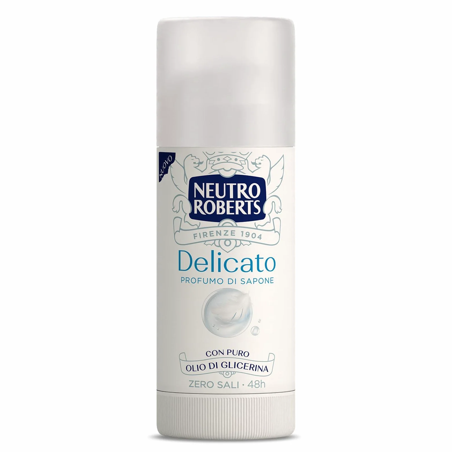 Neutro Roberts Deodorante Stick Delicato Extra Protezione – Deodorante Stick con profumo di sapone, 0% sali di alluminio, 0% macchie, 40 ml + portachiavi Beni Culinari