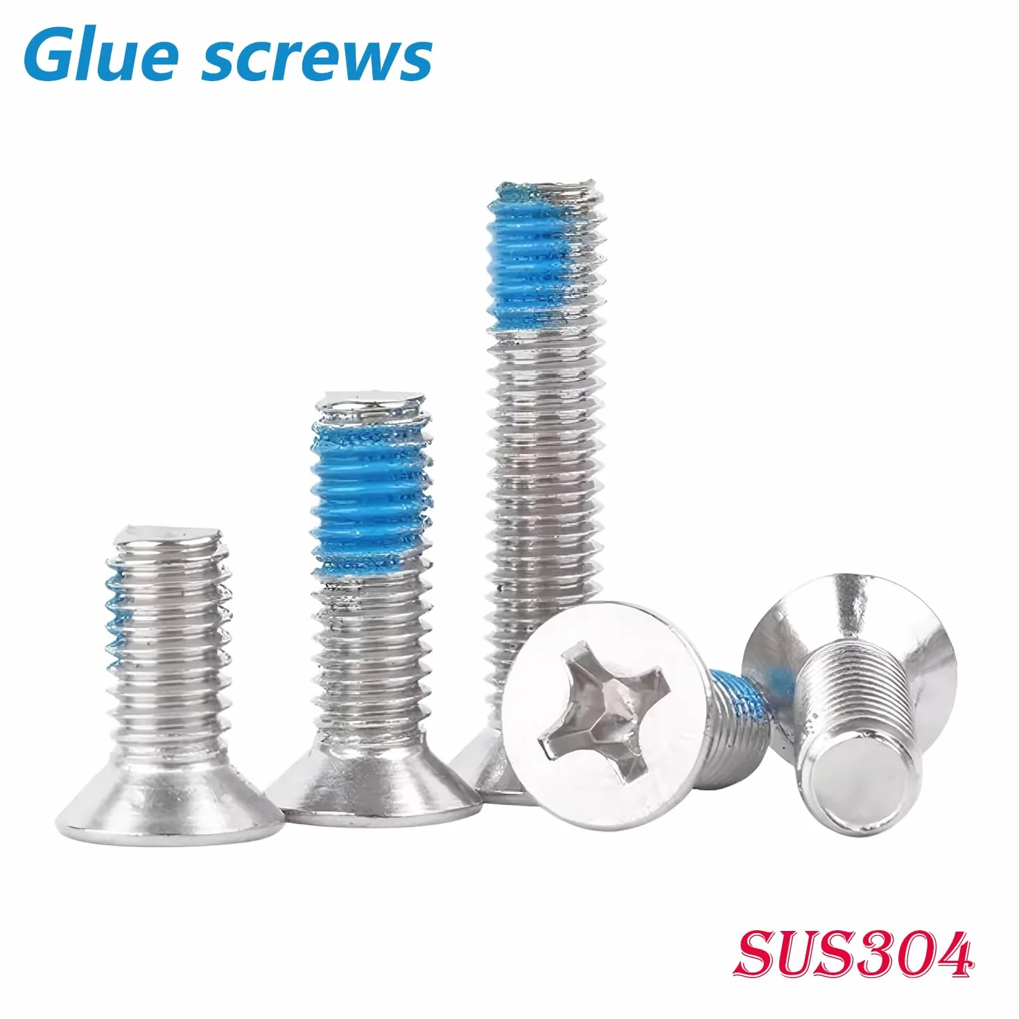 20 Viti a Testa Svasata Acciaio Inox M5x10mm Antiscivolo con Threadlocker per Fissaggio