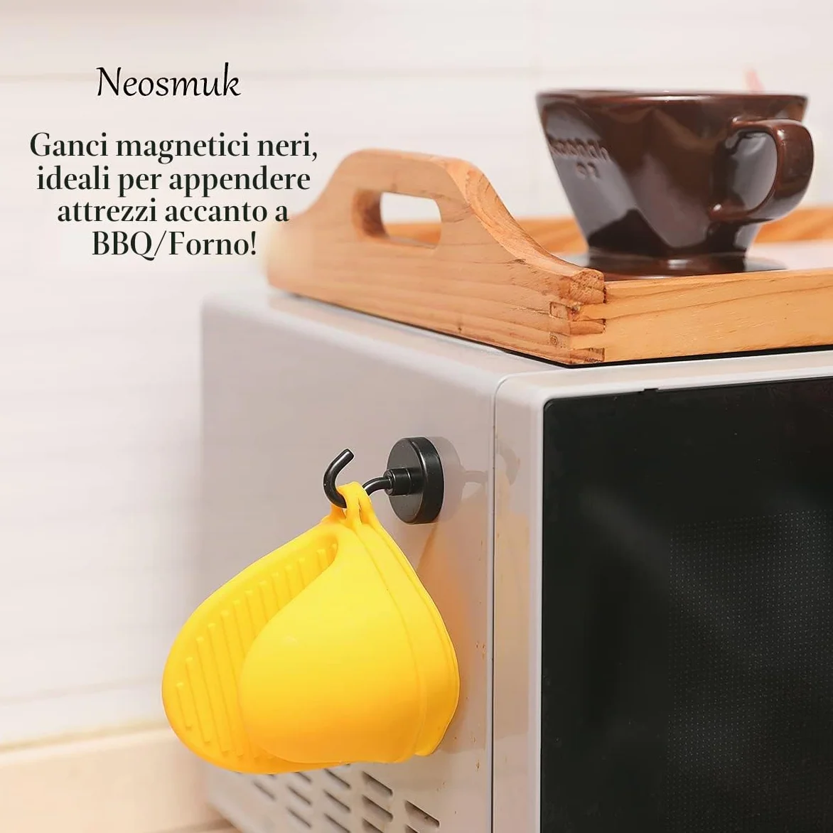 Magneti Magnetici Neri Resistenti 45.4 kg Extra Forte, Gancio in Metallo per Frigorifero, Confezione da 4