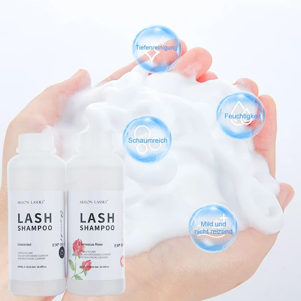 Shampoo, shampoo per ciglia per extension ciglia, detergente per ciglia, detergente per ciglia, 600 ml