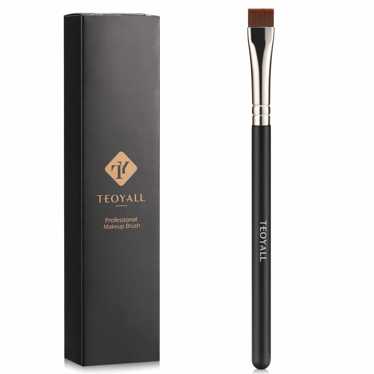 TEOYALL Pennello sottile e piatto per eyeliner, pennello preciso per definire le sopracciglia, pennello correttore per coprire le imperfezioni (pennello piatto multifunzionale)