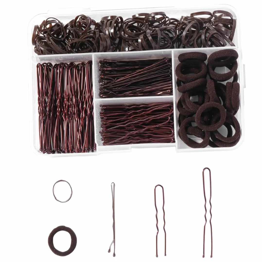 Forcine per Capelli, 300 pezzi, Cerchietti per Capelli, con Scatola, per Chignon Accessori per Acconciature, Accessorio invisibile per capelli, adatto per saloni di parrucchiere e per uso domestico