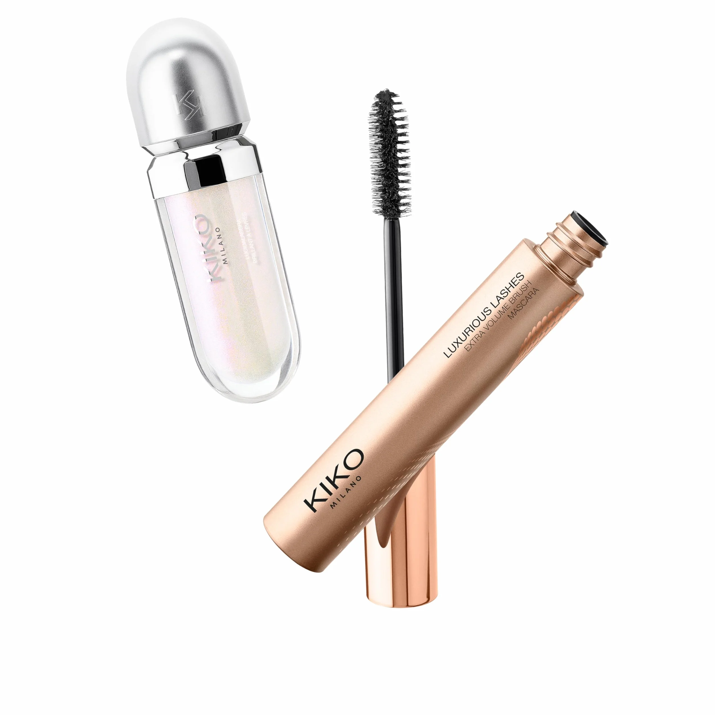 KIKO Milano Snow-Kissed Holiday Mountain Buddies Make Up Gift Set, Gift Set Makeup: Lucidalabbra 3D Hydra Lipgloss E Mascara Effetto Volume