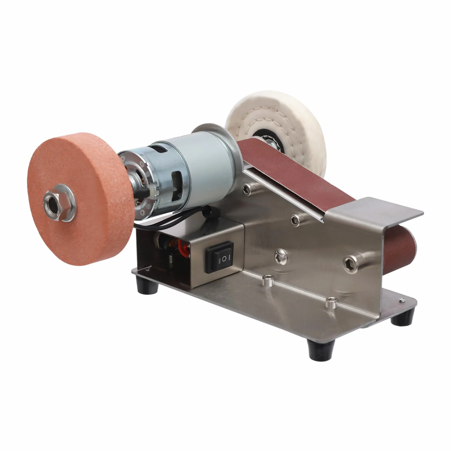 Mini levigatrice a nastro con disco abrasivo 4500-9000 giri/min regolazione velocità 7 livelli