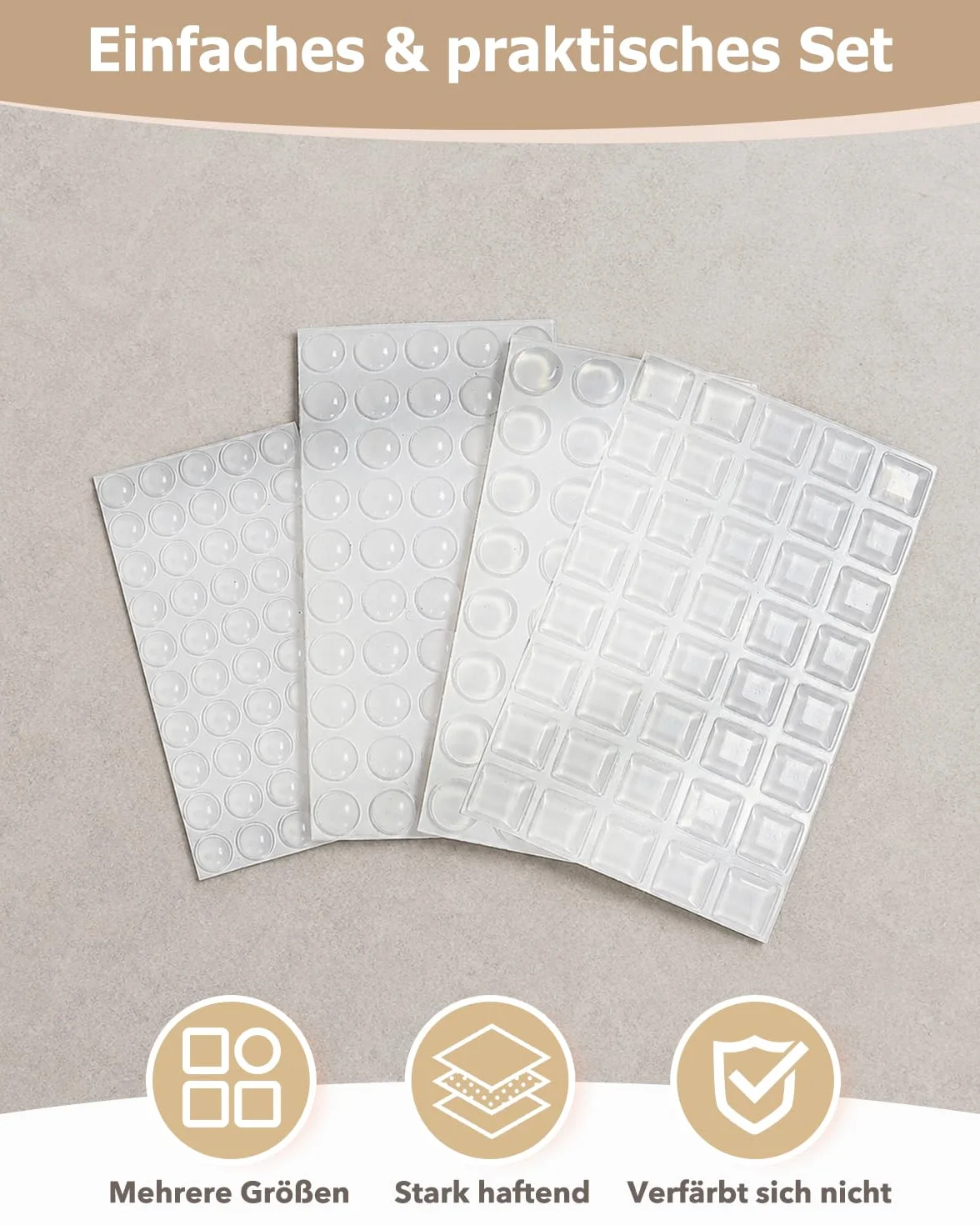 Ammortizzatore di Colpi in Silicone Trasparente Autoadesivo per Porte Mobili Cassetti Armadietti (8-12.7mm)