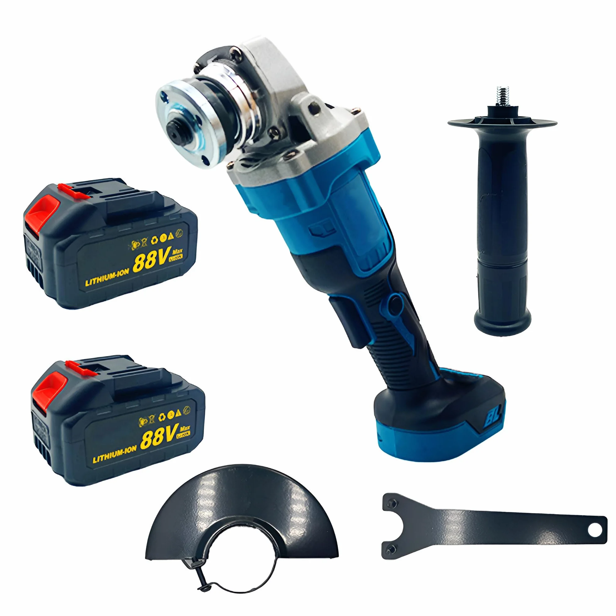 Kit Attrezzi Professionali 88V Trapano Avvitatore Smerigliatrice Angolare e Trapano a Impulsi 2 Batterie 14 Punte 3 IN 1