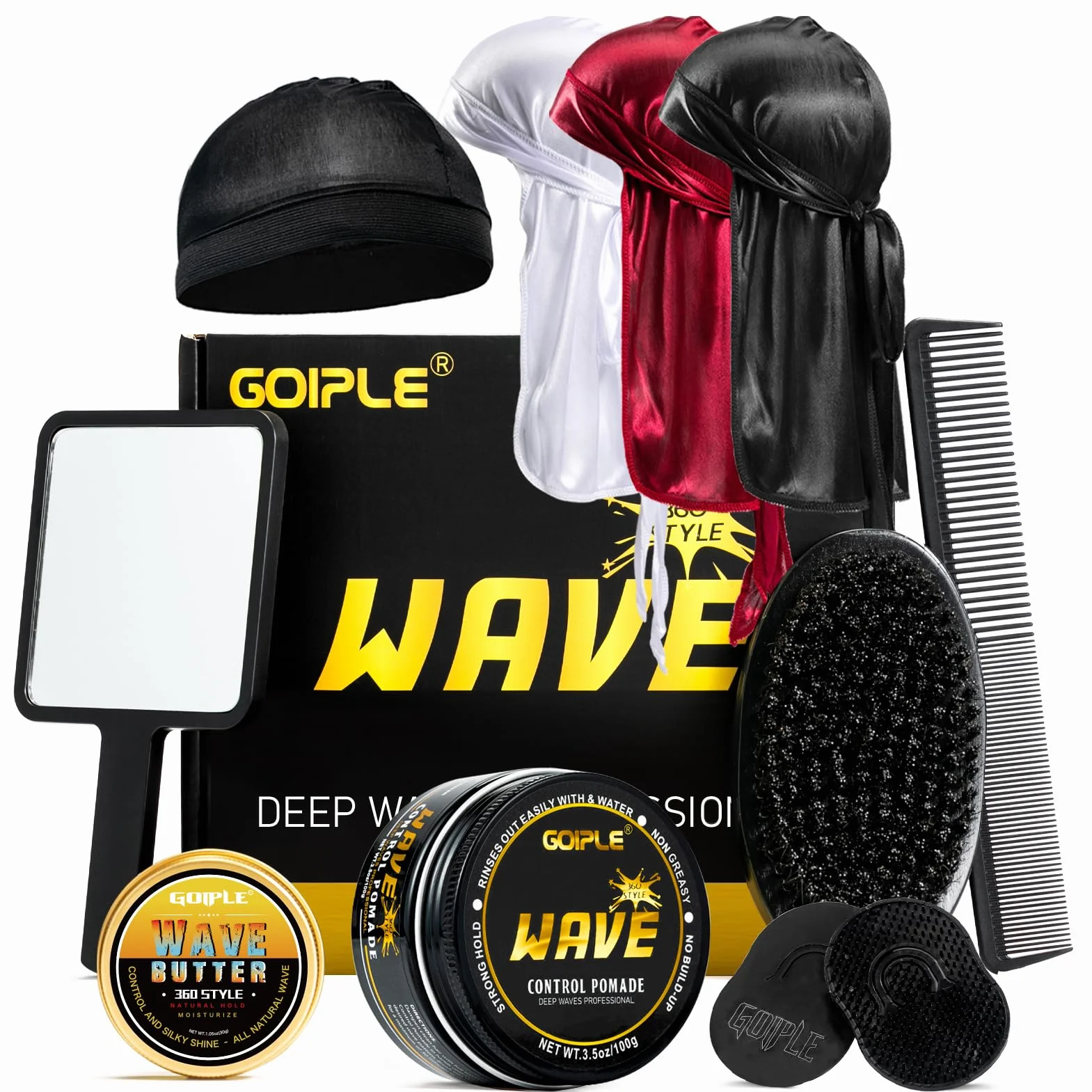 Unguento Wave Ointment Crema per capelli da allenamento a 360° da uomo, tenuta forte, facile da lavare, grasso ondulato da uomo, favorisce la sovrapposizione di onde, idratazione e lucentezza