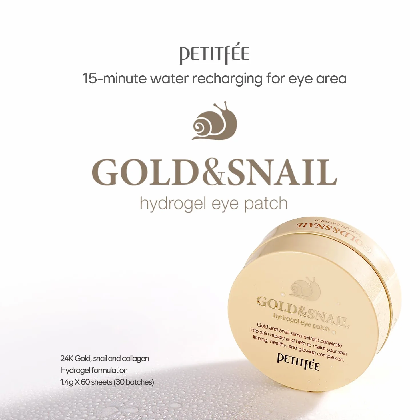 Petitfee set regalo [Petitfee] Gold & Snail Hydrogel Eye Patch - 1Pack, 60 pezzi