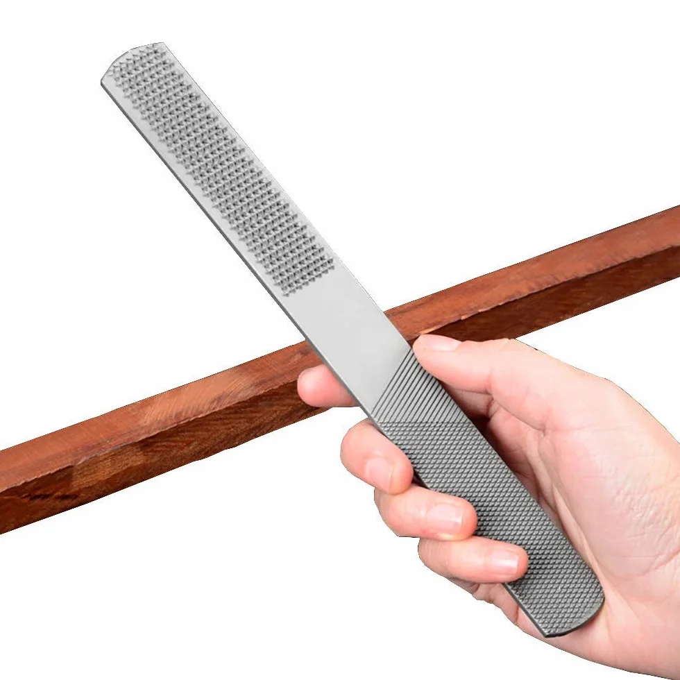 ANDGOO Lima per legno a 4 vie, raspa rotonda, lime piatte e ad ago, set di raspe per legno e metallo (2 pezzi)