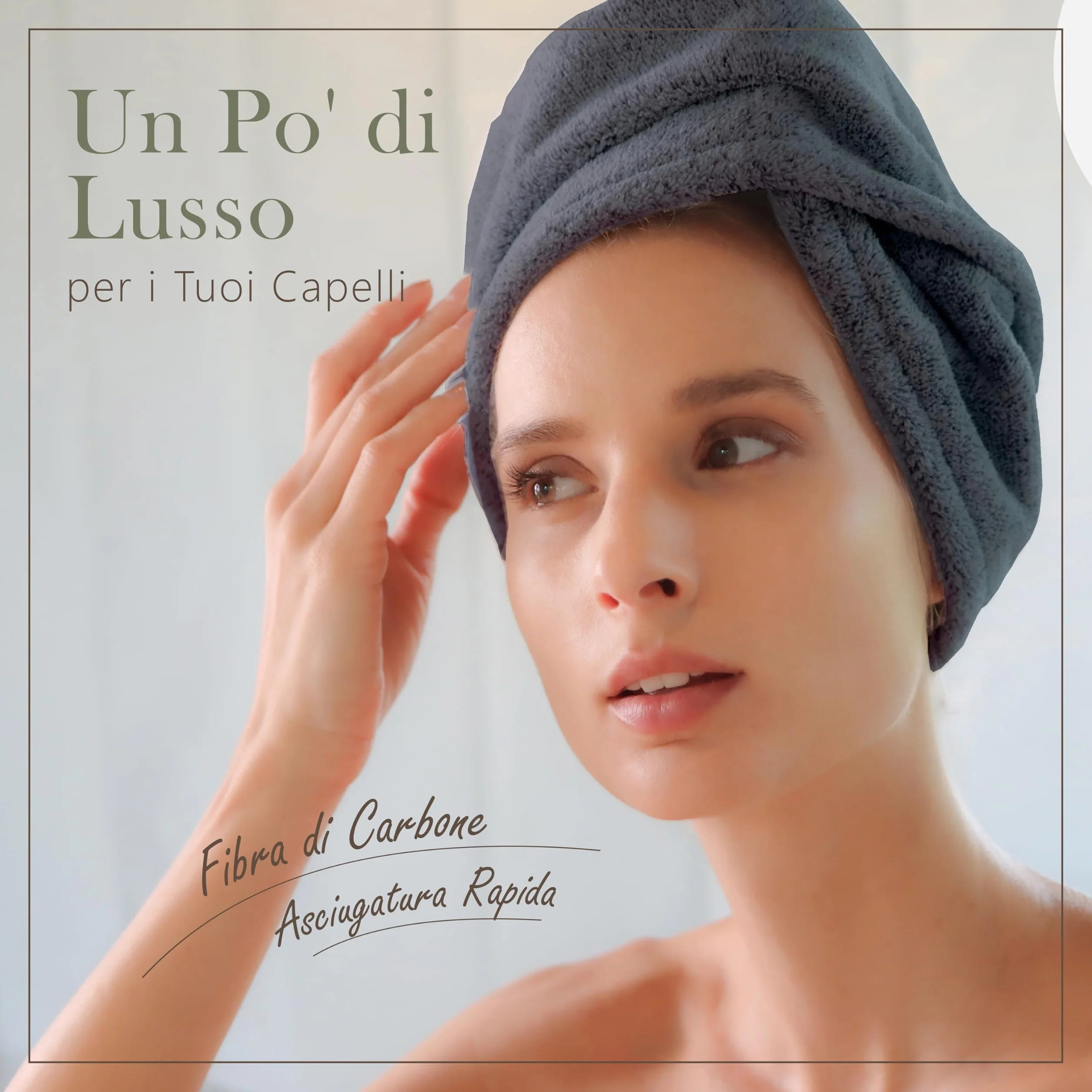 myHomeBody - Asciugamano per capelli con turbante anti-crespo, ad asciugatura rapida, ultra morbido e ad asciugatura rapida, in fibra di bambù assorbente, con pulsante di cocco – Midnight Blue