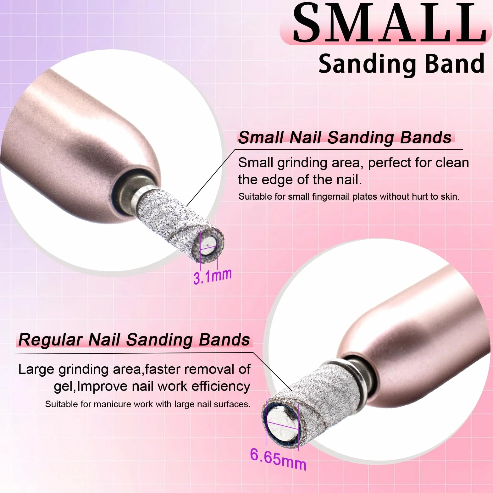 Pezzi 100 Piccole Bande Abrasive per Unghie Grana 240 - Estremamente Fine Con Punta Mandrino 3,1mm per Manicure e Pedicure