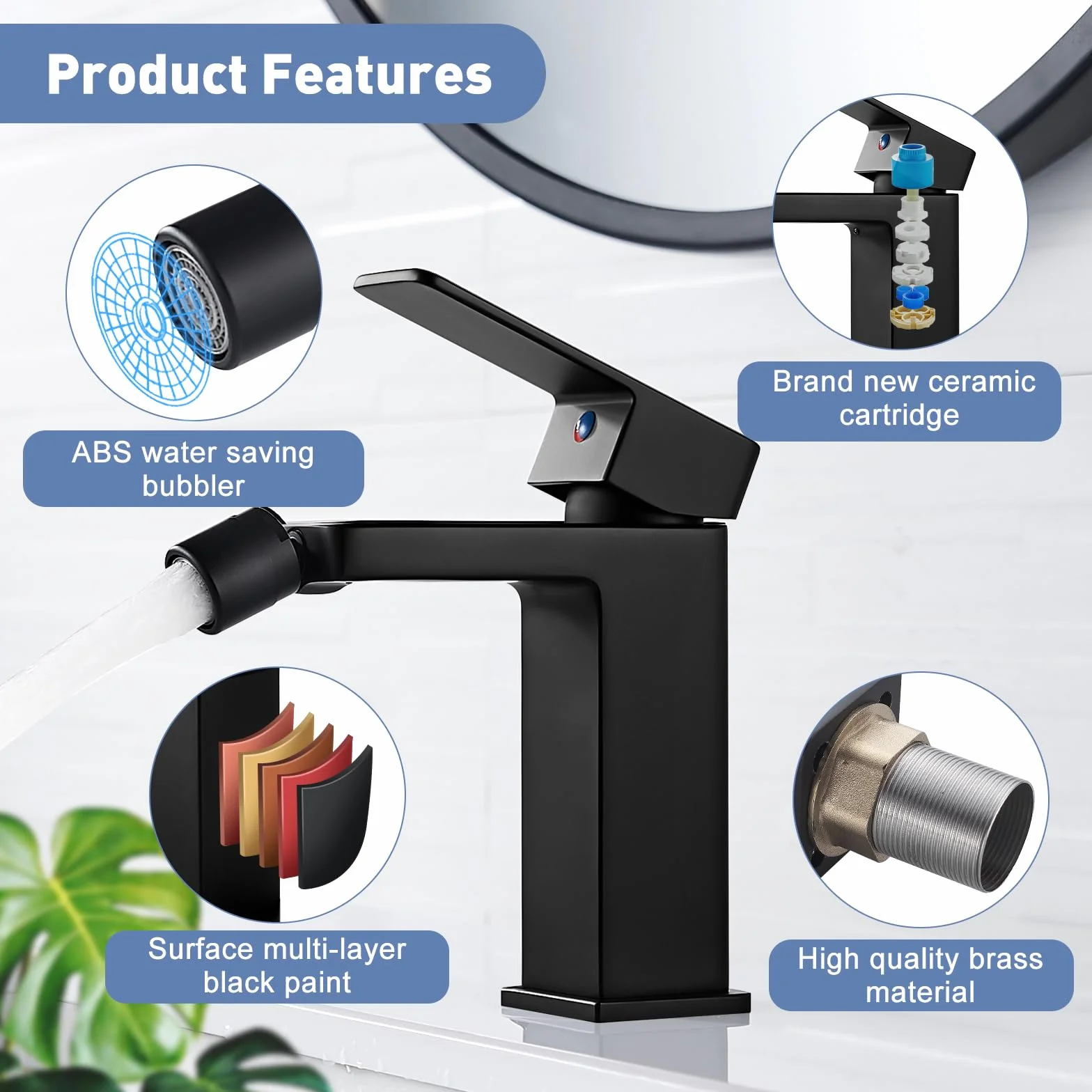 Rubinetto Bidet Nero Monocomando in Ottone con Bocca Girevole Staccabile G3/8
