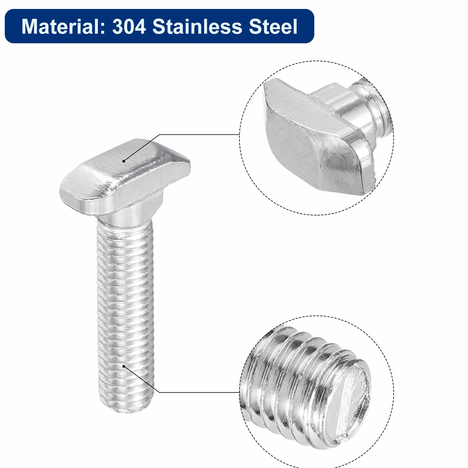 Bulloni a T-Slot M8 x 40mm per Profilo Alluminio Serie 4040, Acciaio Inossidabile 304, QUARKZMAN