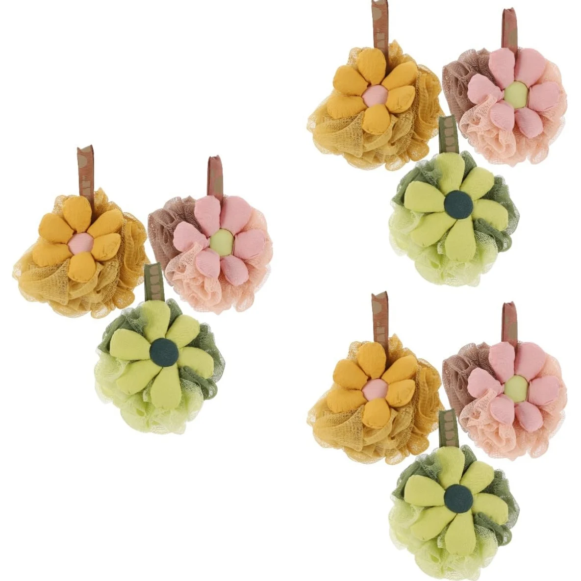 minkissy 9pezzi Spugna Da Bagno Esfoliante Loofah Per Doccia Di Fiori Colorati Materiale Pe Morbido e Resistente Per Adulti e Facile Da Usare e Manutenere