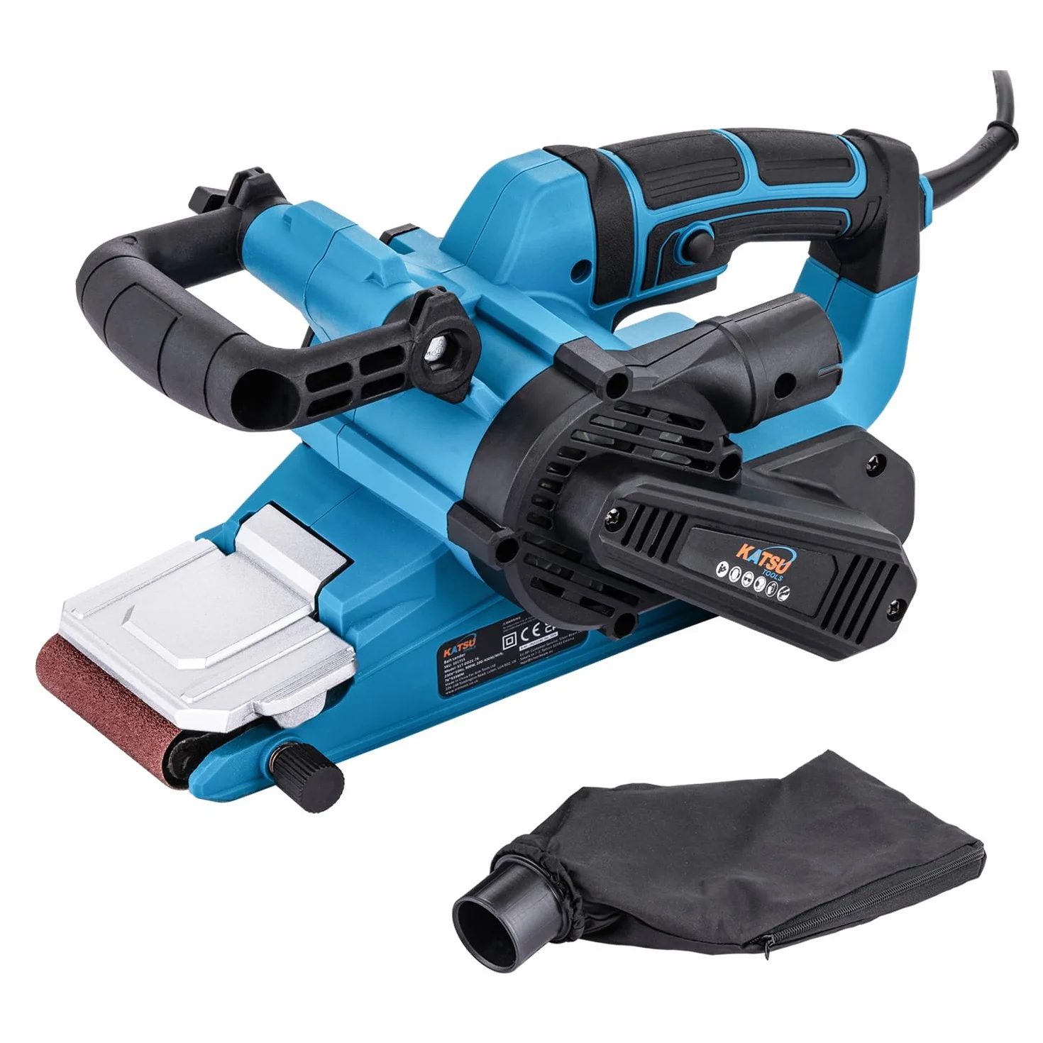 KATSU Levigatrice a Nastro 900W 76x533mm 6 Velocità Cambio Nastro Senza Attrezzi