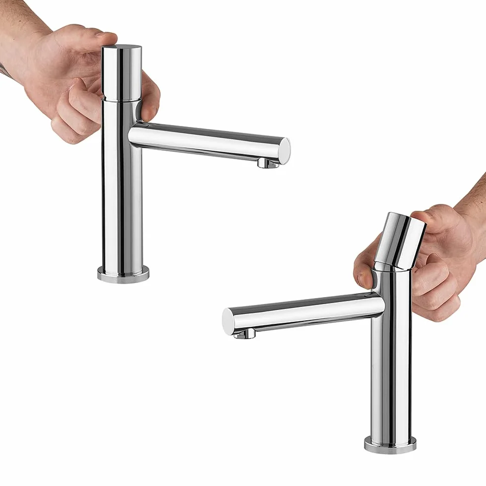 GEMINI Set miscelatori lavabo e bidet cromo acciaio inox manopola rotante