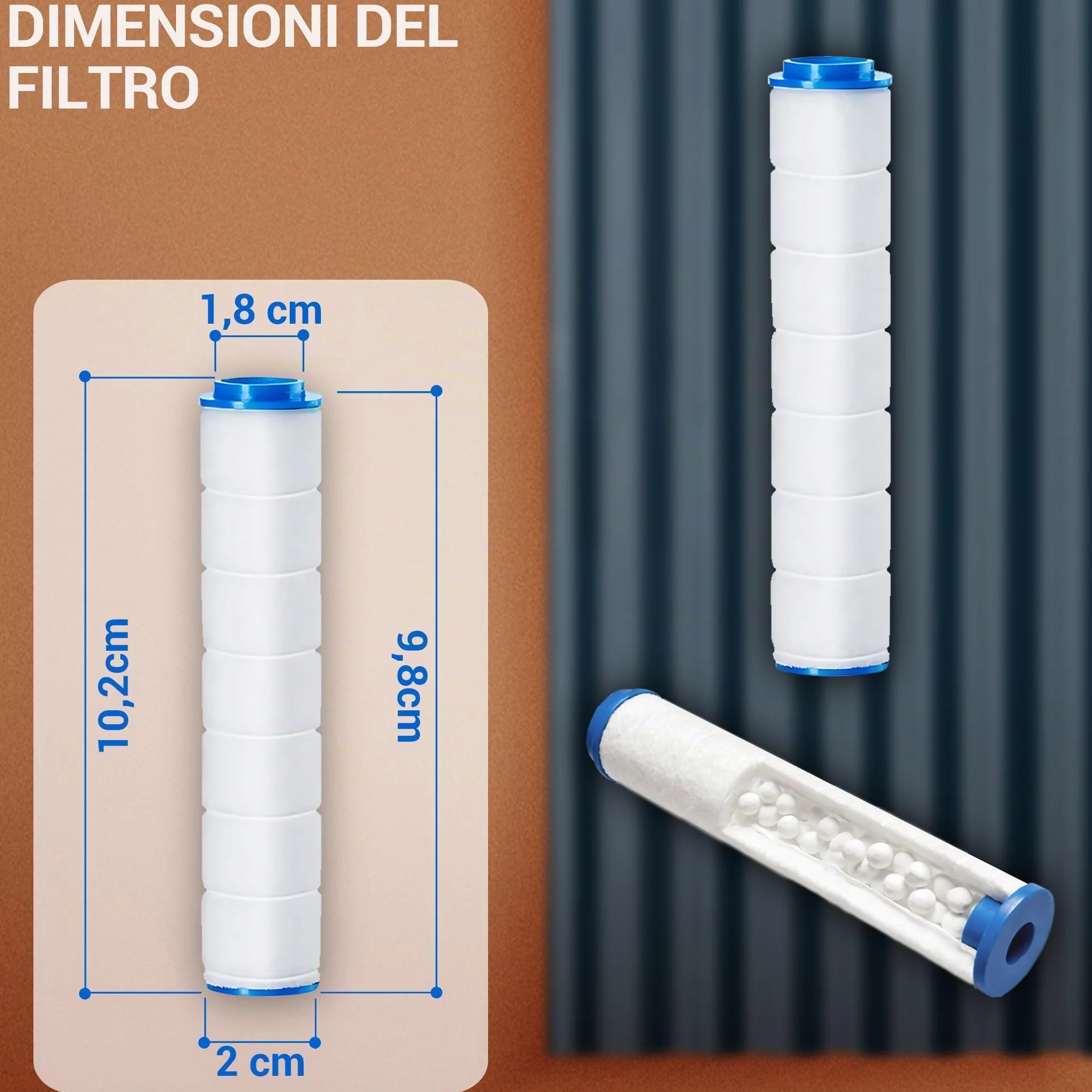 Soffione Doccia con Filtro Anticalcare Alta Pressione Purificatore d'Acqua 2 Filtri