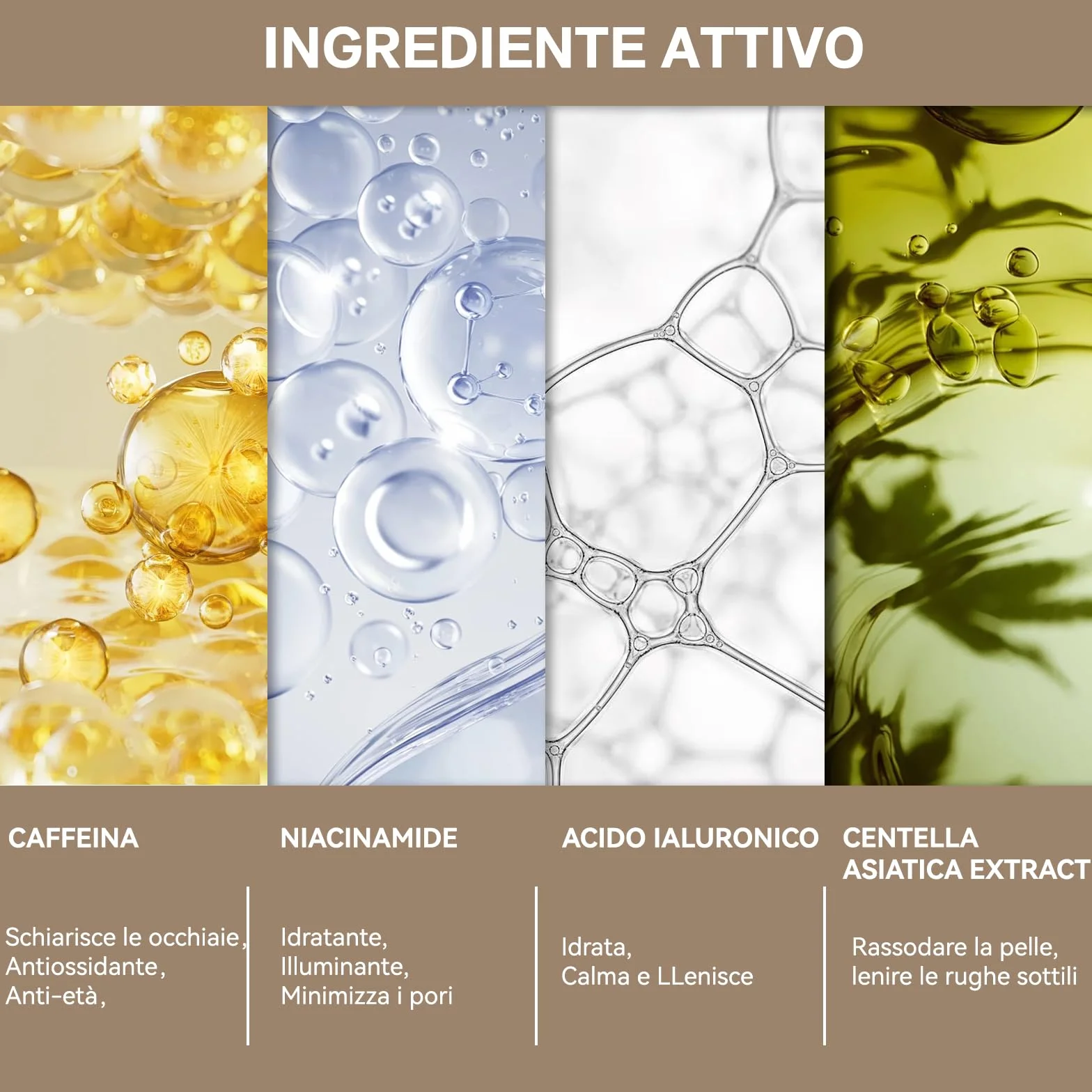 Siero Contorno Occhi alla Caffeina Anti-Età, Contorno Occhi Antirughe con Acido Ialuronico e Niacinamide,per Uomini e Donne (transparente)