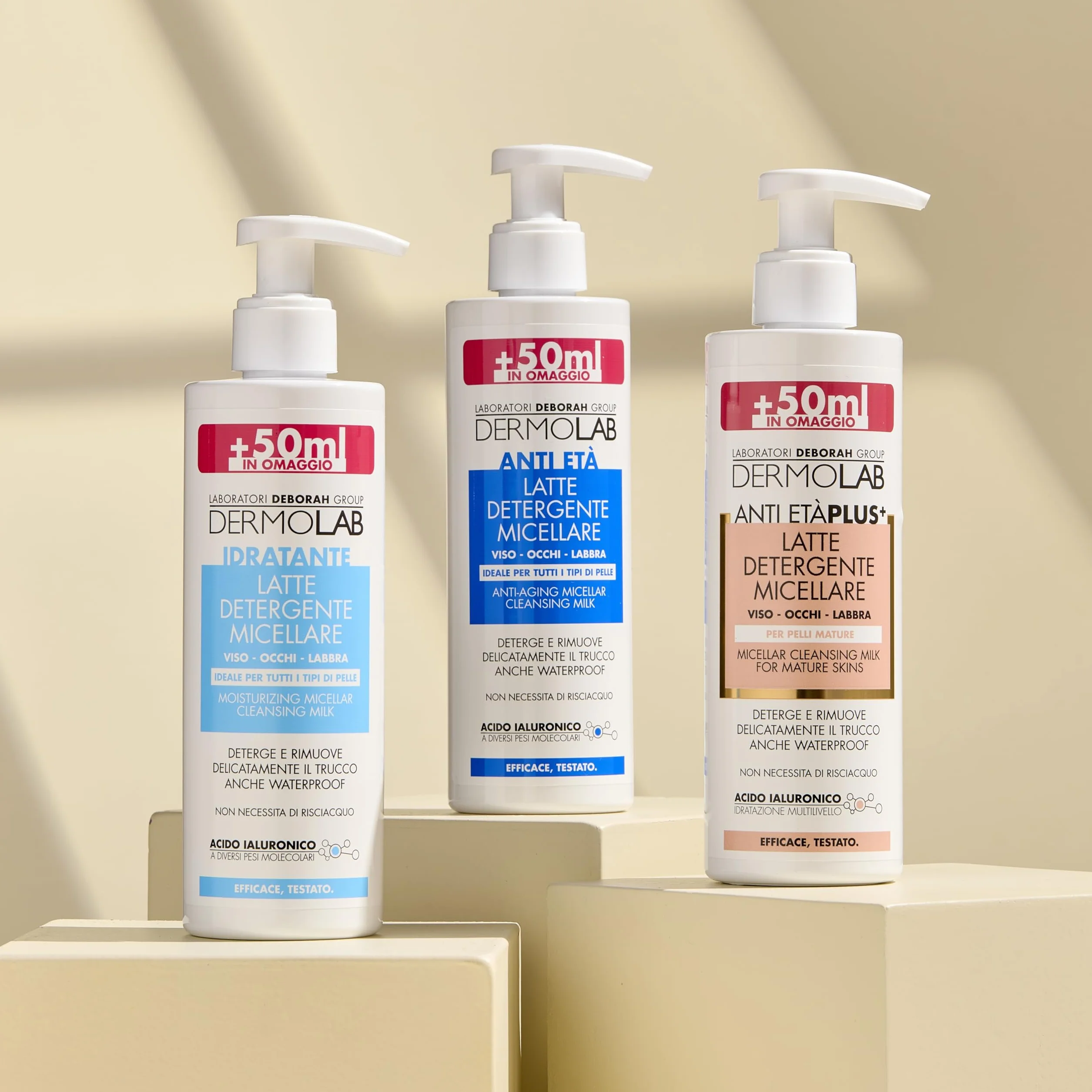 Dermolab - Latte Detergente Micellare Idratante Viso, per Tutti i Tipi di Pelle, con Acido Ialuronico, Effetto Idratante, Rimuove Delicatamente il Trucco, Dermatologicamente Testato, 250 ml