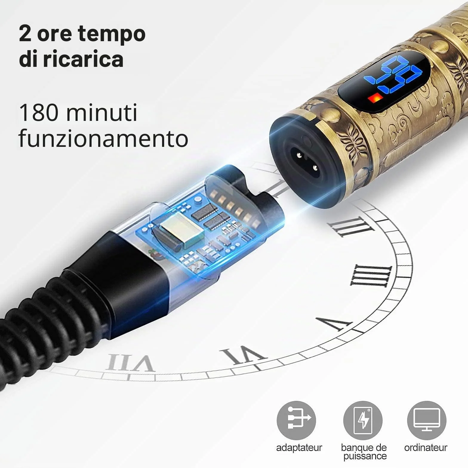 YiLFo Tagliacapelli Uomo Professionale,Trimmer 0mm,Macchinetta per Capelli,Rasoio per Capelli USB Ricaricabile Impermeabile Portatile Rasoio Elettrico Barba,Schermo LED,Adatto Adulti e Barbiere