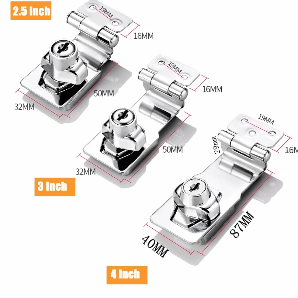 Lucchetto Haspe angolo retto 90 gradi Serratura cassetto armadietto Chiusure Hasp serratura porte 2.5 Inch
