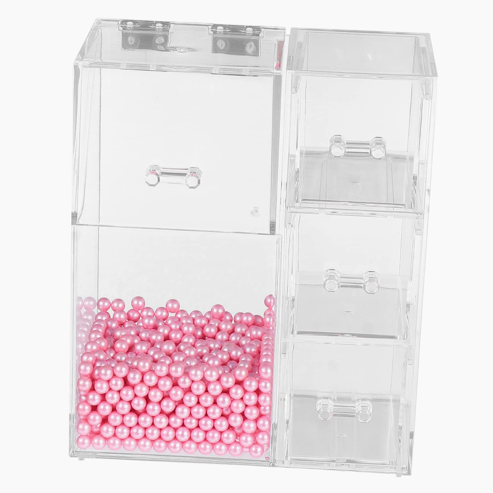 Scatola Porta Pennelli in Ps Trasparente con Coperchio | Blush e Piccoli Oggetti, Effetto Espositivo Raffinato, Uso su Mobile da Toeletta