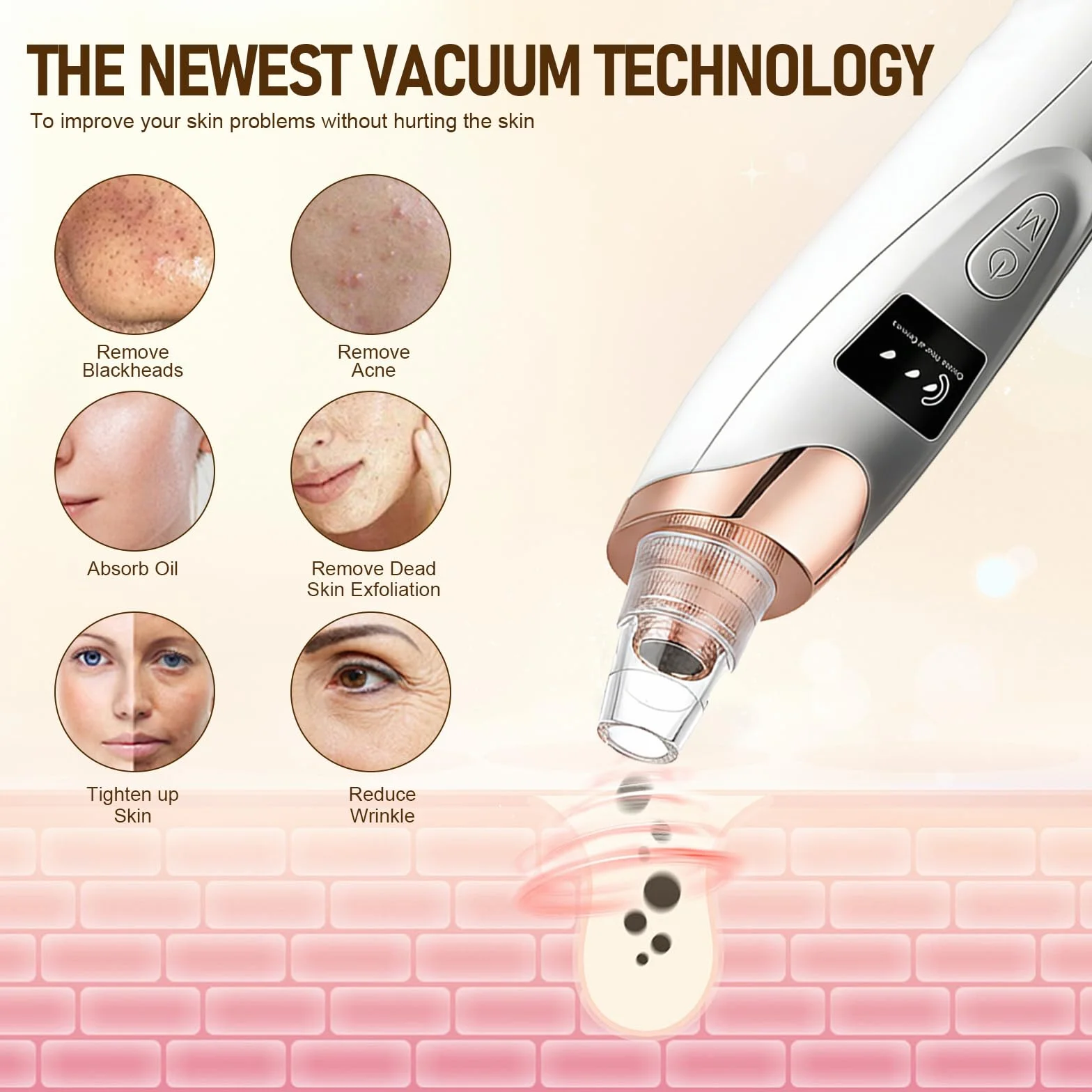 Aspiratore Punti Neri Professionale,Pulitore per Pori con 3 Livelli di Aspirazione e 4 Testine,Elettrico Comedone per Pulizia Viso e Rimozione Pori,Blackhead Remover Vacuum, per Tutti i Tipi di Pelle