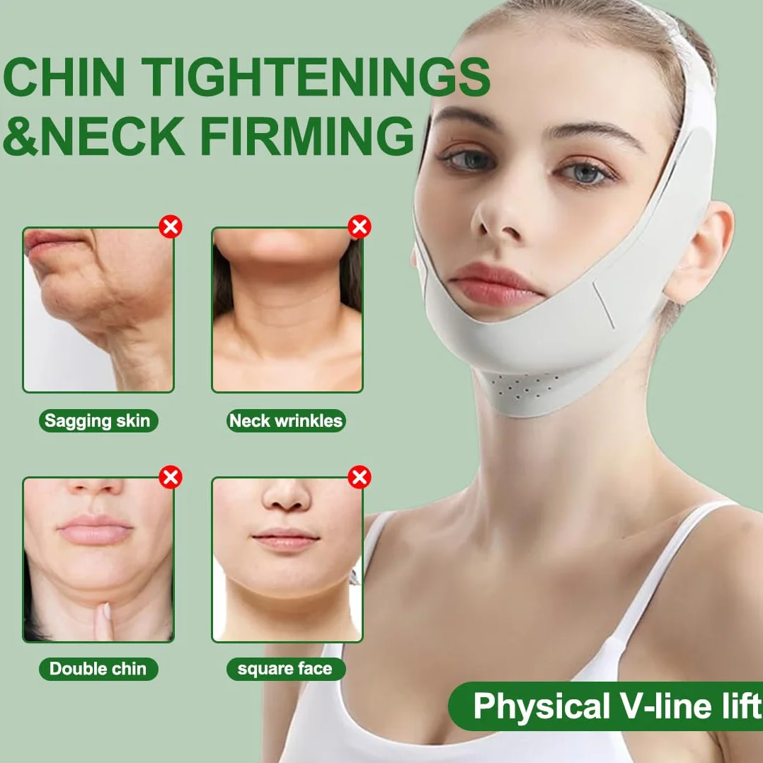 Doppio Mento Maschera Viso Snellente,Maschere Riutilizzabili a V,Fascia per il lifting del viso per il dimagrimento,per il viso Per Facciale a forma di V per viso rassodante anti-rughe