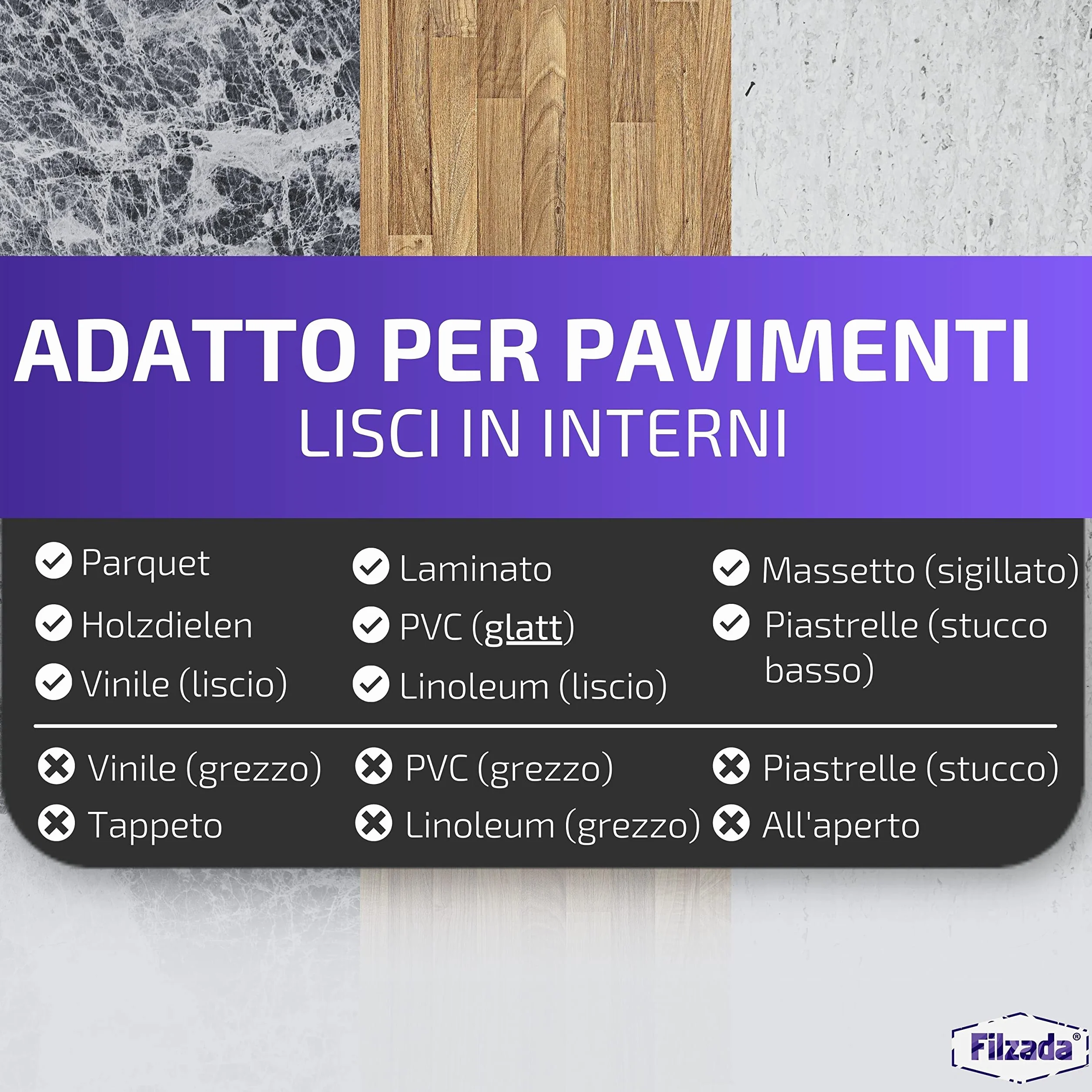 Feltrini autoadesivi 25 x 25 mm quadrato Marrone Feltro professionale per mobili