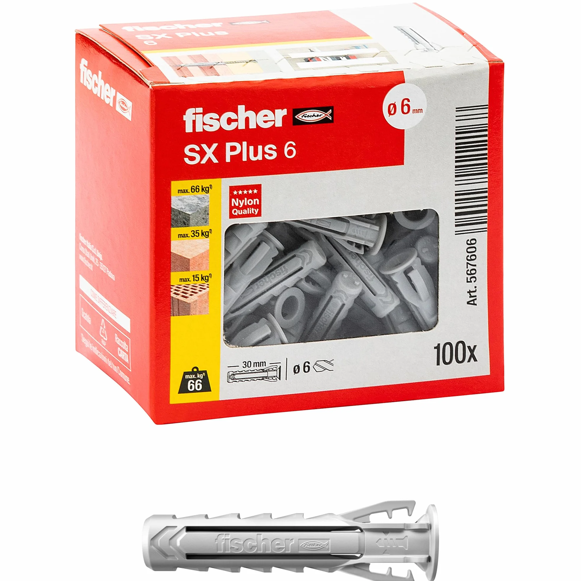 Fischer SX Plus 100 Tasselli 6x30 mm do Muro Pieno i Muratura