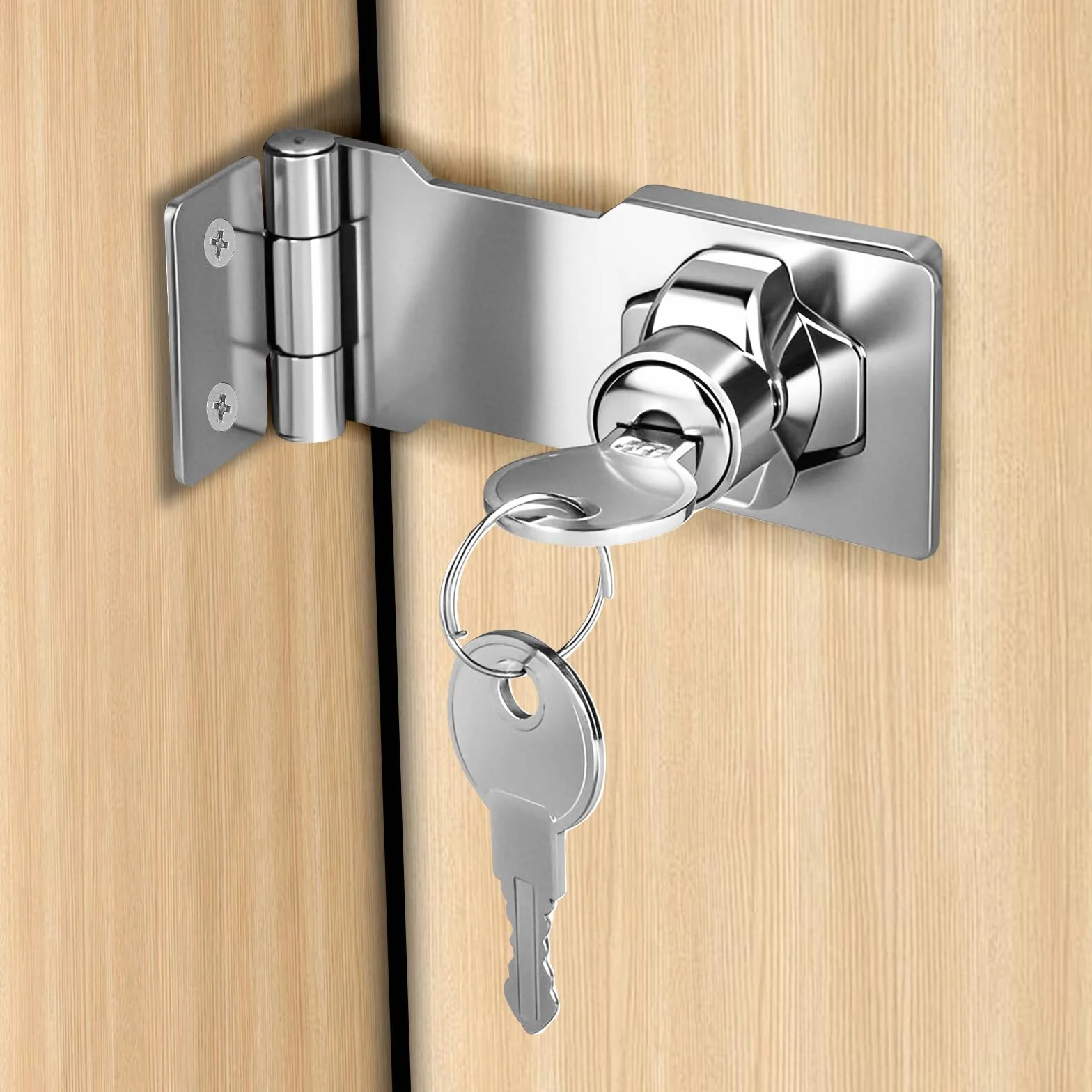 Flintronic Lucchetto Hasp 3 Pollici in Acciaio Inox con Viti e Chiavi Argento