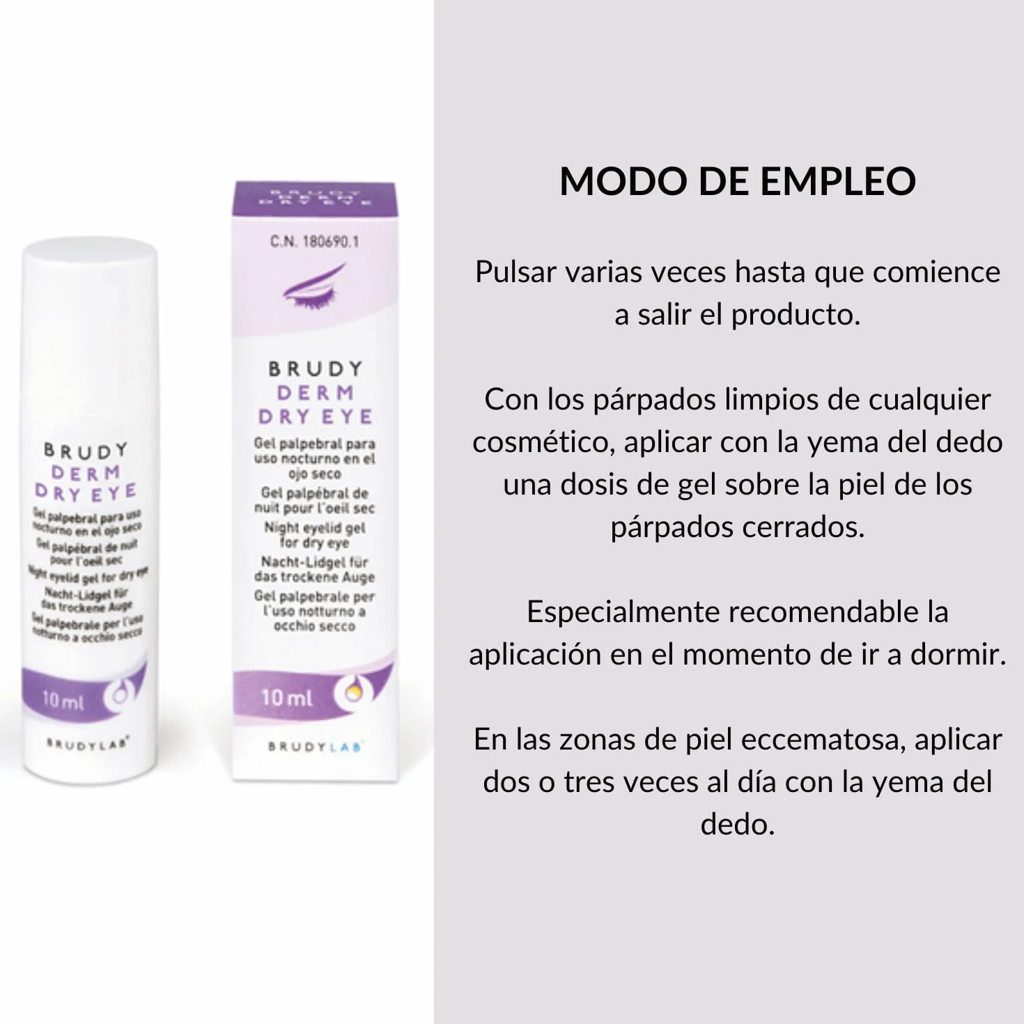 BRUDYLAB - Brudy Derm Dry Eye Gel 10 ml - Gel Idratante Notte per la Pelle delle Palpebre - Cura degli Occhi Secchi - Idrata e Decongestiona la Pelle delle Palpebre