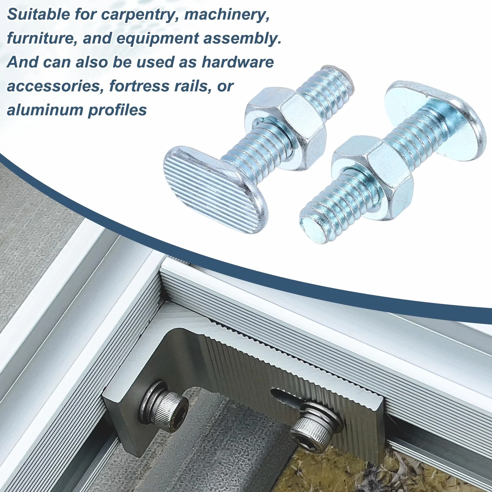 PATIKIL 1/4"-20 X 1-1/4" Bulloni A T Slot 16 Pezzi Con 32 Dadi Esagonali Argento