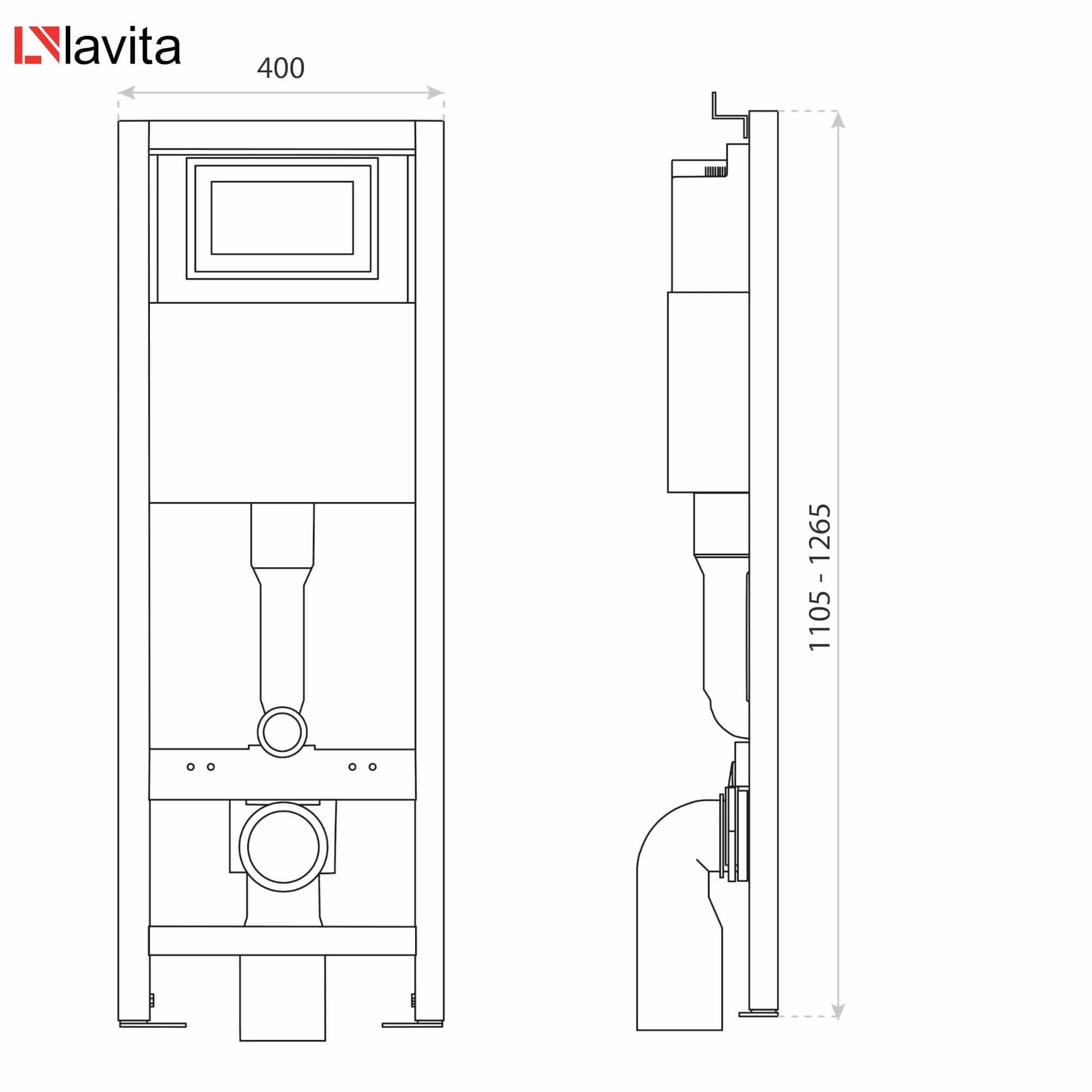 Domino Lavita elemento da parete WC sospensione placca comando RC cromato altezza flessibile 112-128 cm