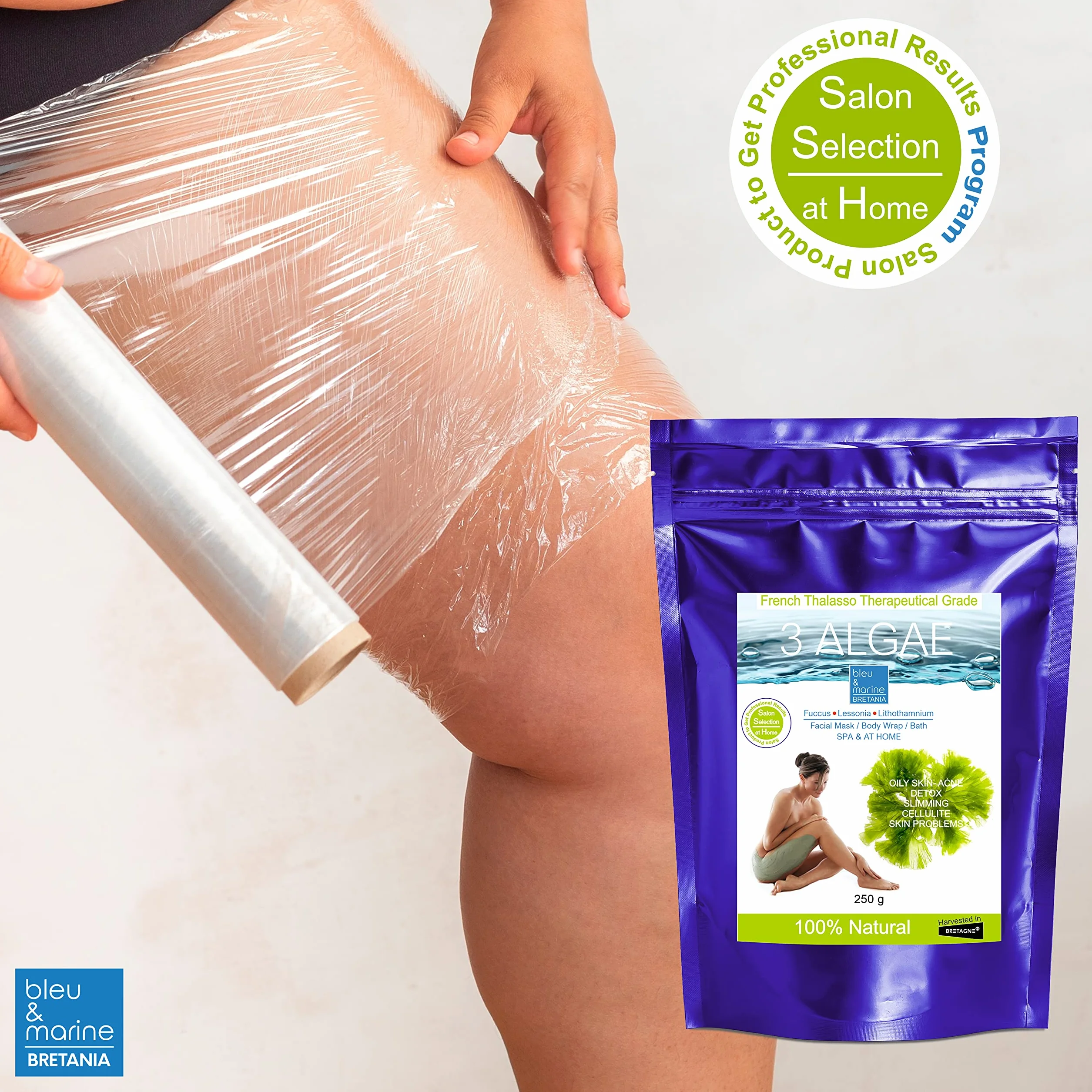 bleu & marine Bretania - Polvere di Alghe Rimodellanti | Trattamento Viso e Corpo | Azione Detox | Riduzione Cellulite | Ricca di Vitamine e Minerali | Per Pelle Luminosa e Rivitalizzata, 250g