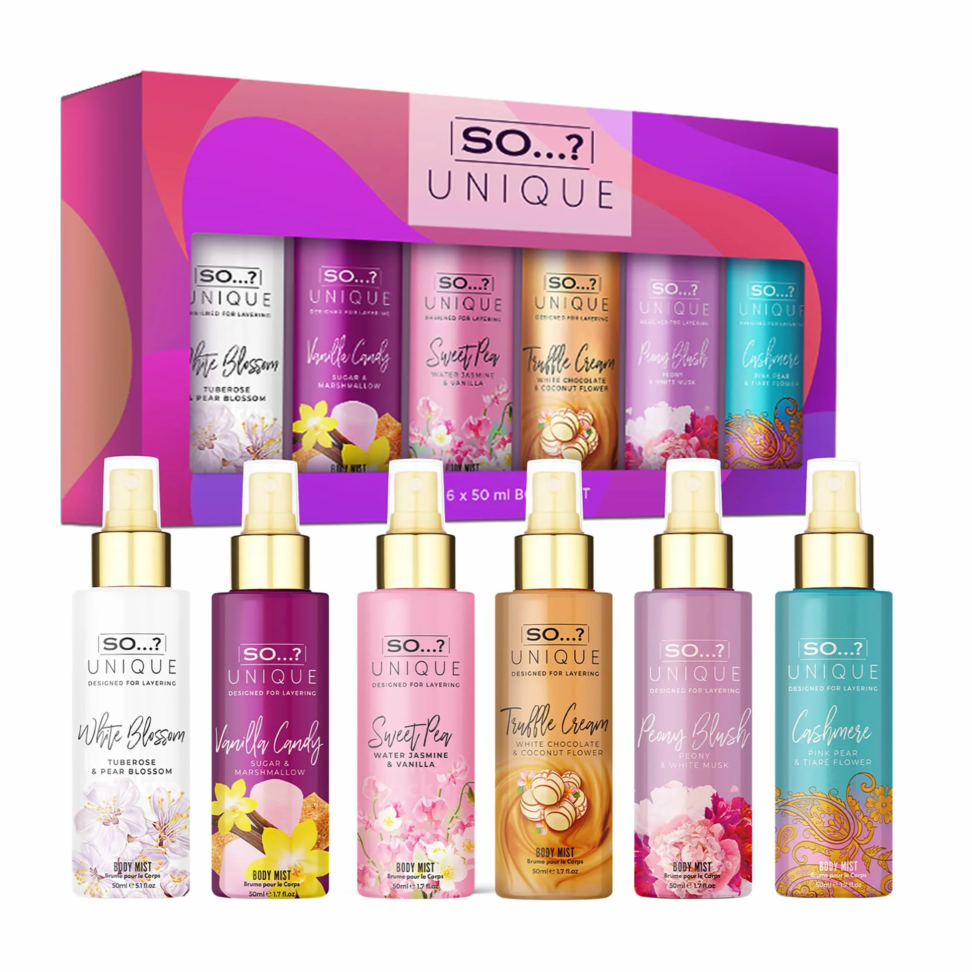 So…? Unique Grande Womens Mini Mist Gift Set, Body Mist Fragrance Spray (6x50ml)