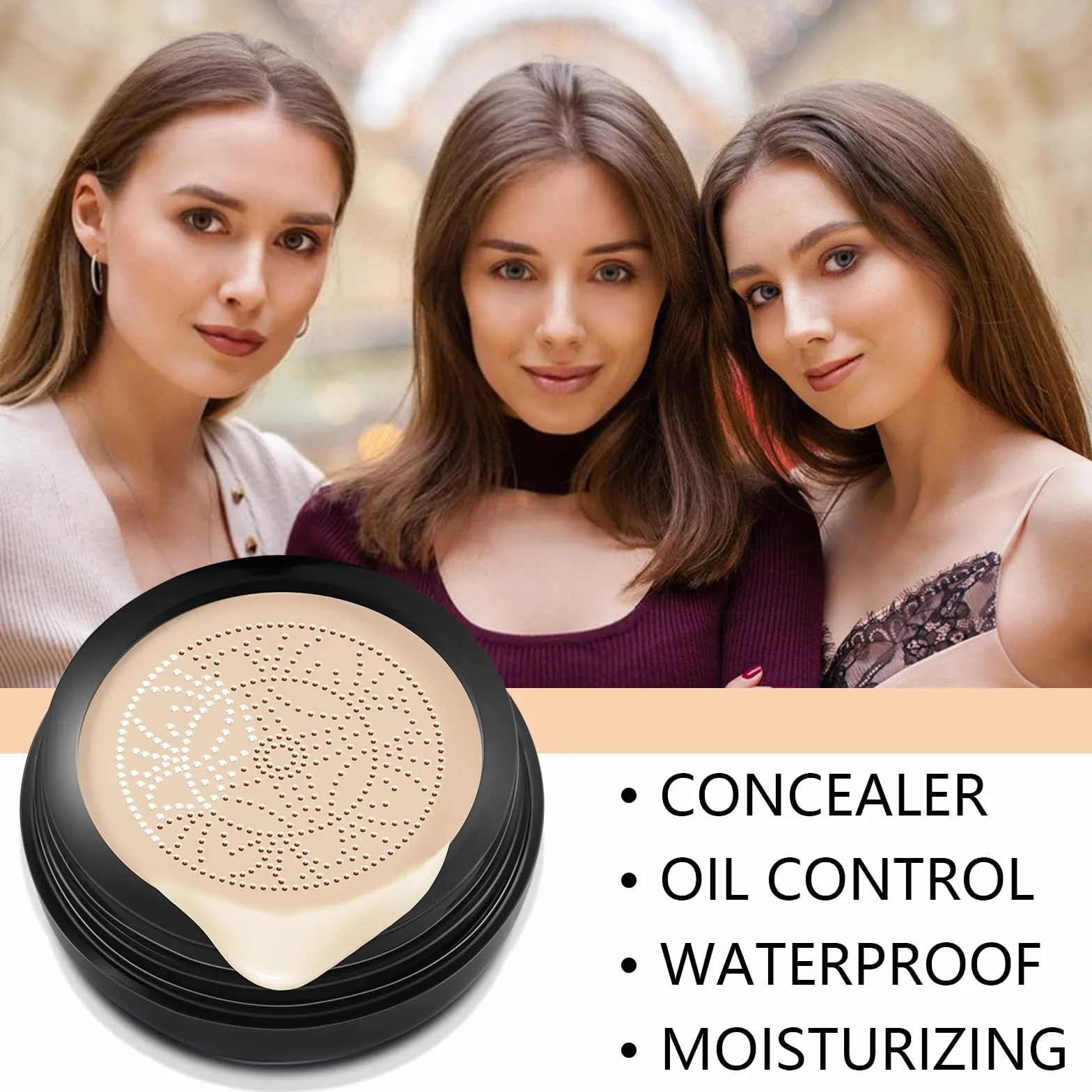 BB Cream, CC Cream, Crema Fondotinta, Mushroom Head Air Cushion BB Cream, Controllo olio idratante, per Trucco impeccabile, Anche Tonalità Della Pelle (Naturale)