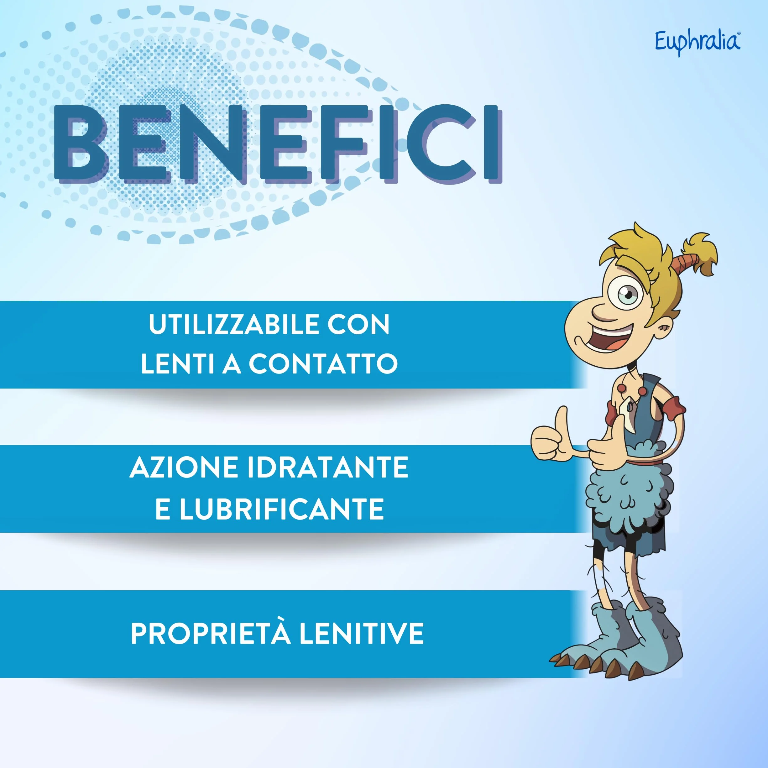 Euphralia Occhi Secchi - Gocce Oculari Lubrificanti, Rimedio contro Secchezza Oculare, Azione Protettrice e Riparatrice, con Acido Ialuronico, Ginkgo Biloba - Flacone da 10 ml + Panno Occhiali
