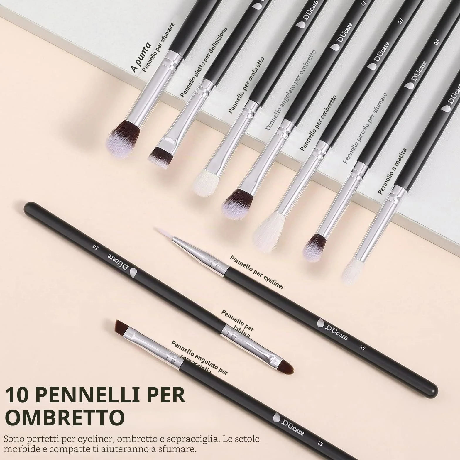DUcare Pennelli Make Up Set 15Pcs Pennelli Trucco Professionali Set di pennelli da trucco con del sacchetto Case